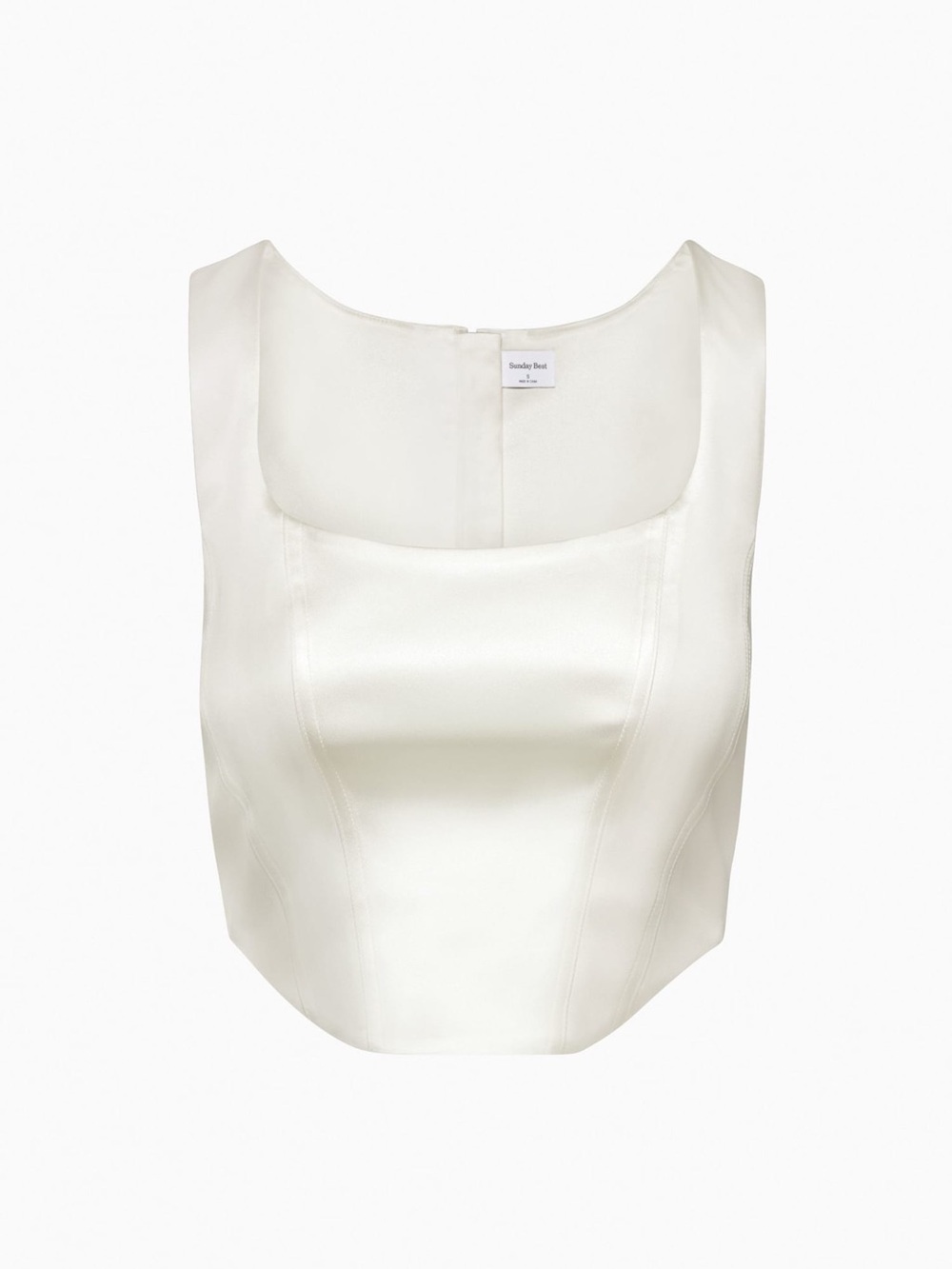 Sunday Best White Satin Square-Neck Crop Cami